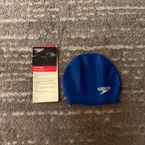 Speedo Blue Silicone Swim Cap with White Logo